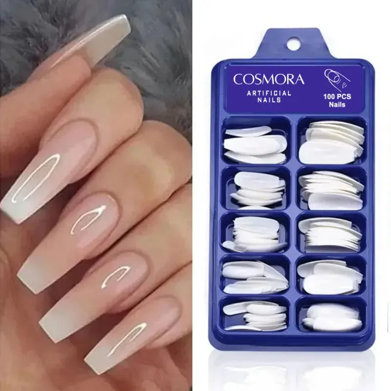 100 PCS Round Artificial Nails Oval Nails Tips Natural Full Cover