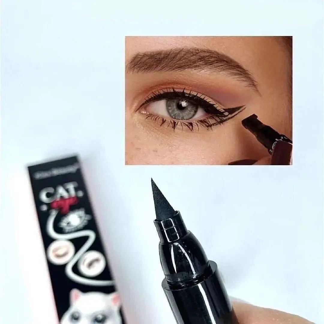 2 in 1 Winged Stamp Liquid Eyeliner Pen Waterproof Fast Dry Black Eye Liner Pencil With Eyeliner Cosmetic Double-ended Eyeliner