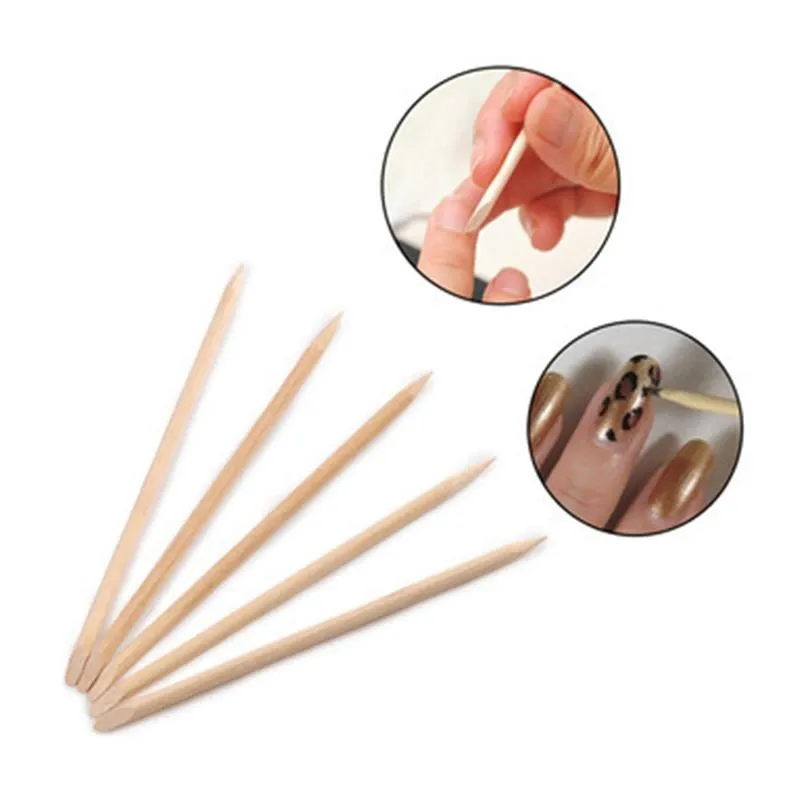 200pcs/Pack Orange Wooden Stick Cuticle Pusher Remover 11.5cm Nail Art Design Manicure Care Tools Dead Skin Removal Nail Care