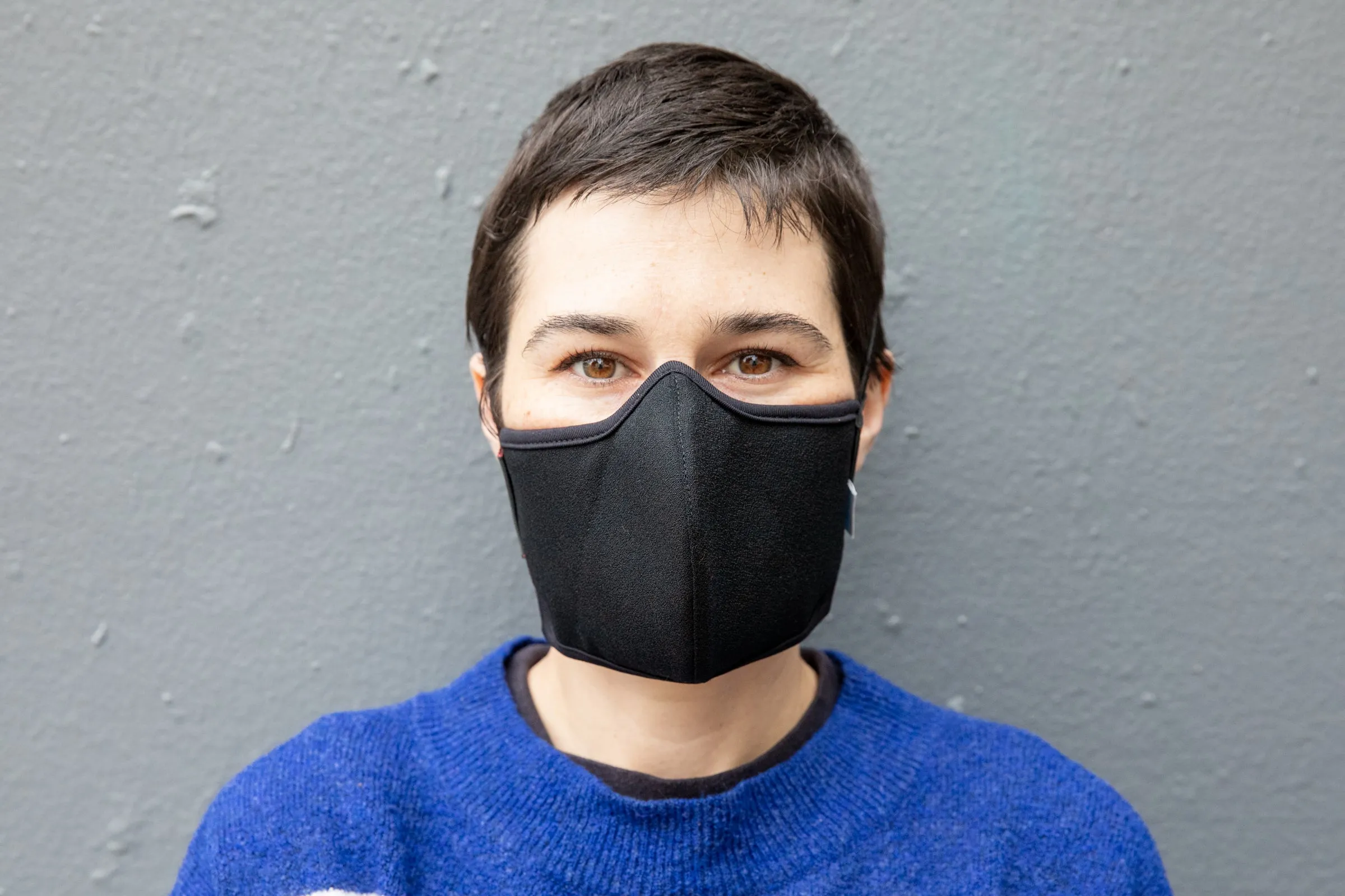 3 LAYER black wool crepe MASK