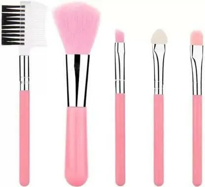 Bingeable 5 Pieces Professional Makeup Brushes Set Soft Synthetic Multi Purpose Makeup Brushes Set (Pink/Multicolor) (Pack of 5)