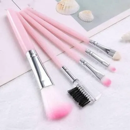 Bingeable 5 Pieces Professional Makeup Brushes Set Soft Synthetic Multi Purpose Makeup Brushes Set (Pink/Multicolor) (Pack of 5)