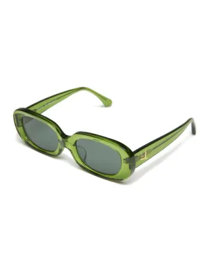 CHILLHANG Oval Island Style Sunglasses - Green Frame