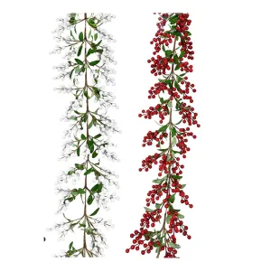 Deluxe Berry Leaf Garland Asst (130cm)