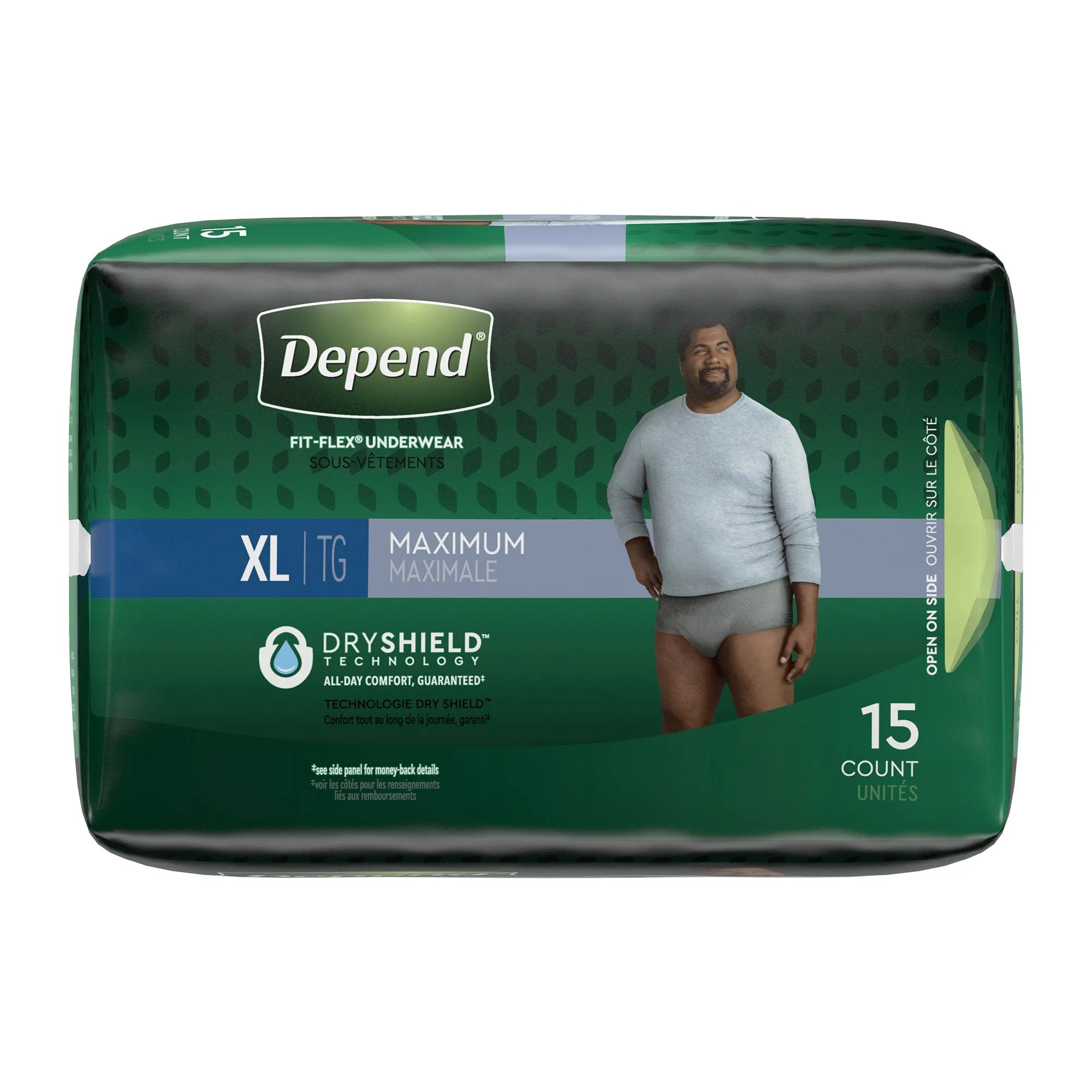 Depend FIT-FLEX Absorbent Underwear for Men, 44" to 64" Waist, X-Large