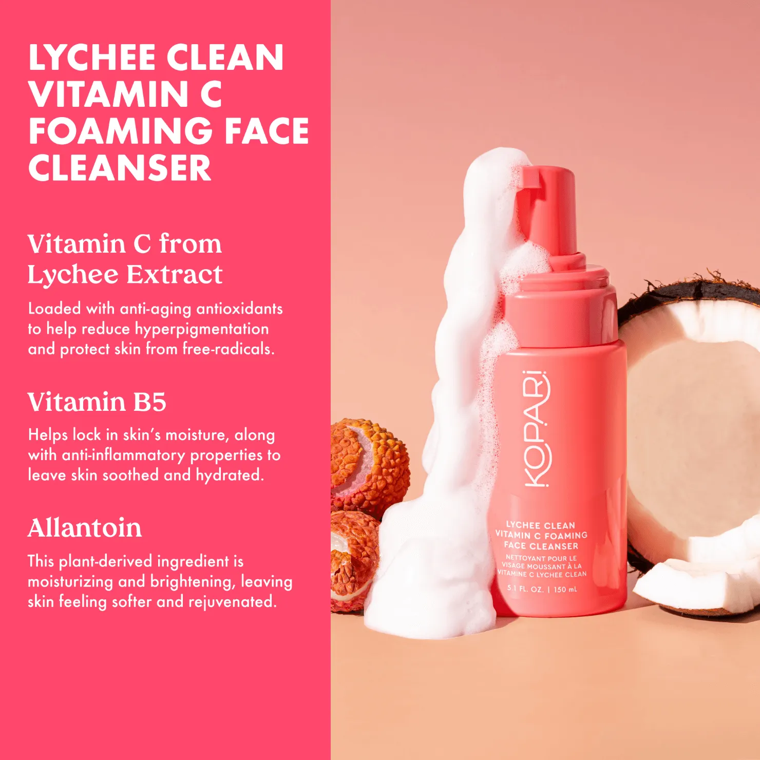 Lychee Clean Vitamin C Foaming Face Cleanser