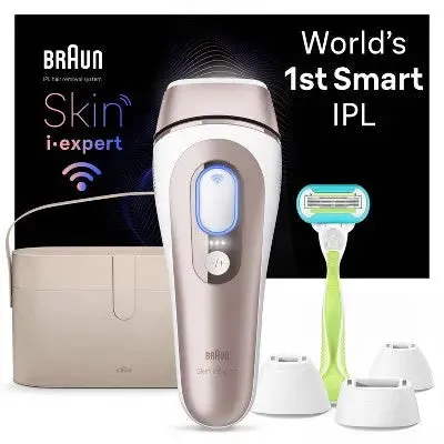 New - Braun Skin i-Expert PL7387 IPL Device Laser Hair Removal Kit with 4 Smart Heads and Premium Vanity Case