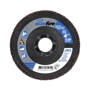 Norton 4-1/2 x 7/8 In. BlueFire Fiberglass Conical Flap Disc T29 P80 Grit R884P ZA 10 Count