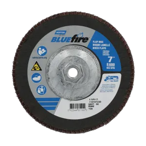 Norton 7 x 5/8 - 11 In. BlueFire Fiberglass Conical Flap Disc T29 P60 Grit R884P ZA 10 Count