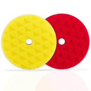 Shinemate - 7" Black Diamond (1) Yellow High Cut Foam Pad   (1) Red Finishing Foam Pad to fit 6" Backing Plates