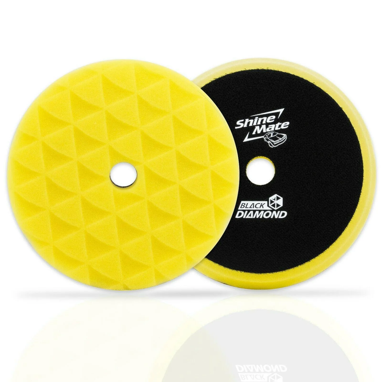 Shinemate - 7" Black Diamond (1) Yellow High Cut Foam Pad   (1) Red Finishing Foam Pad to fit 6" Backing Plates