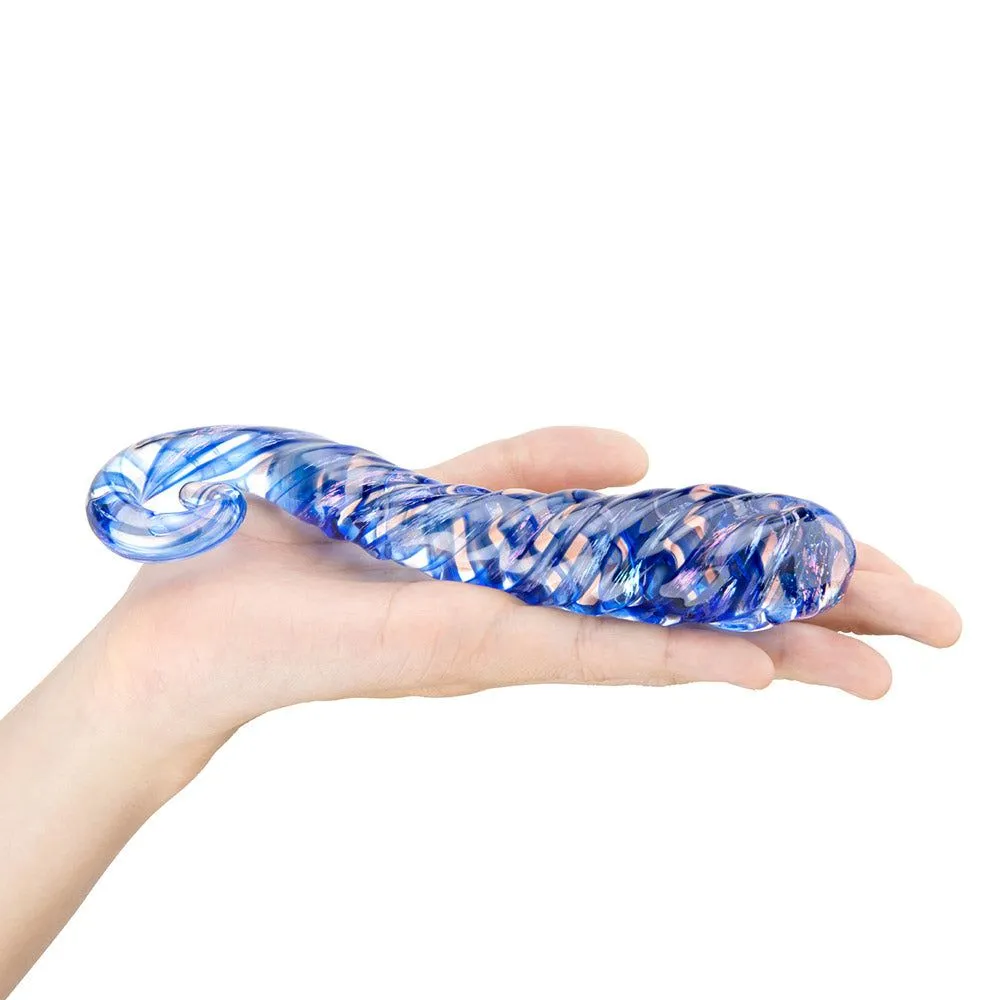 Spiral Aqua Blue Artisanal Dildo