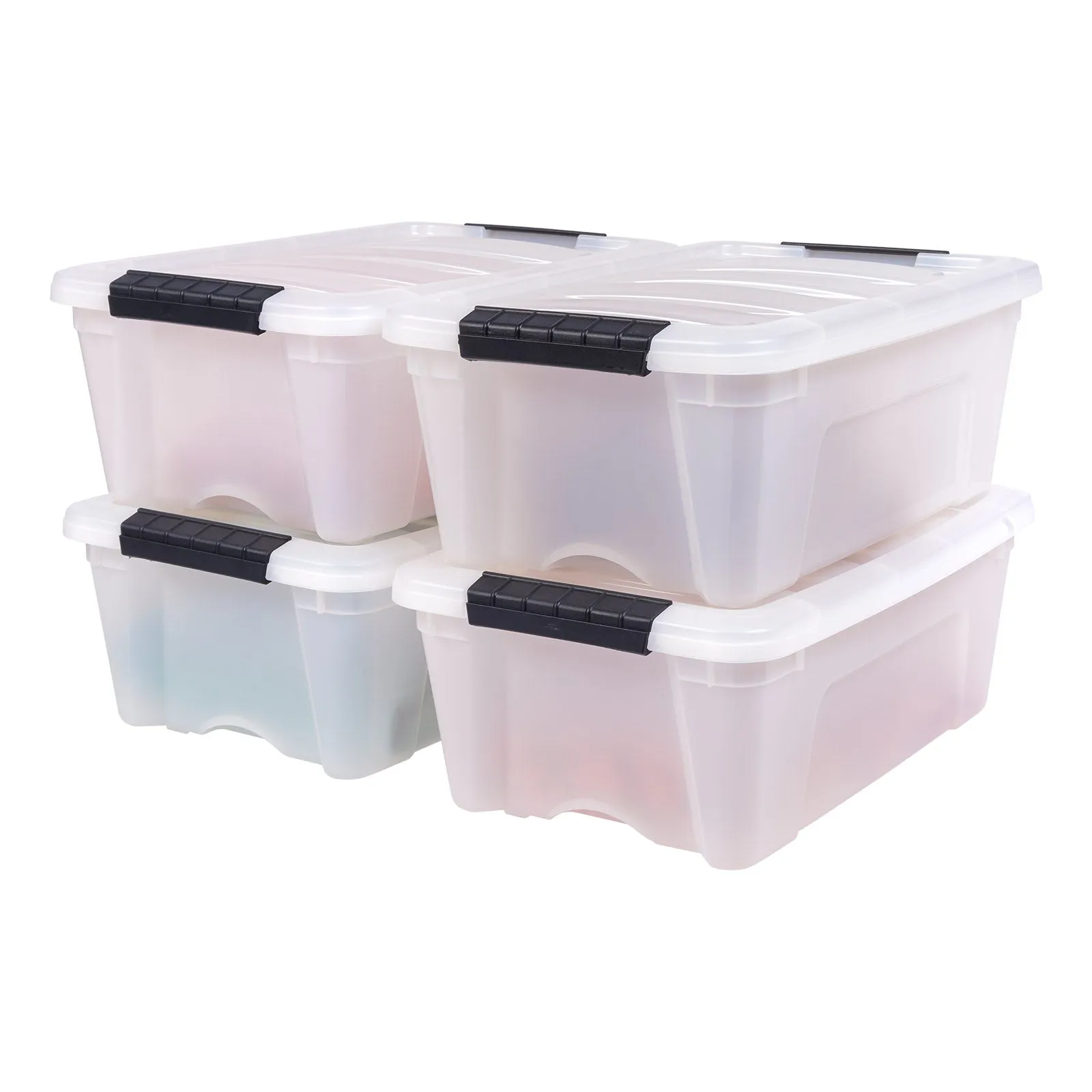 Stack & Pull™ Storage Box - 12 QT, 4 Pack, Pearl