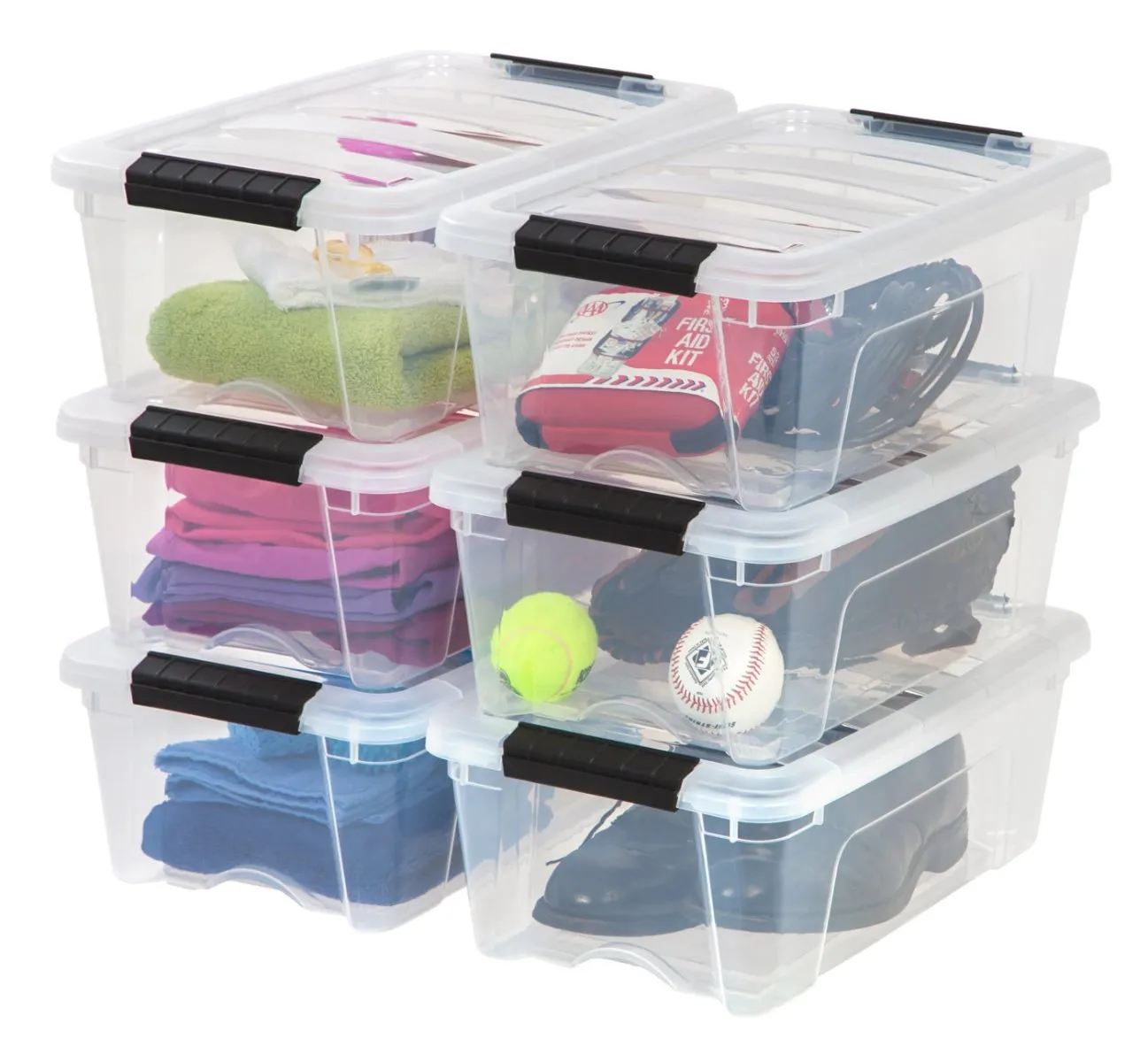 Stack & Pull™ Storage Box - 12 QT, 6 Pack, Pearl