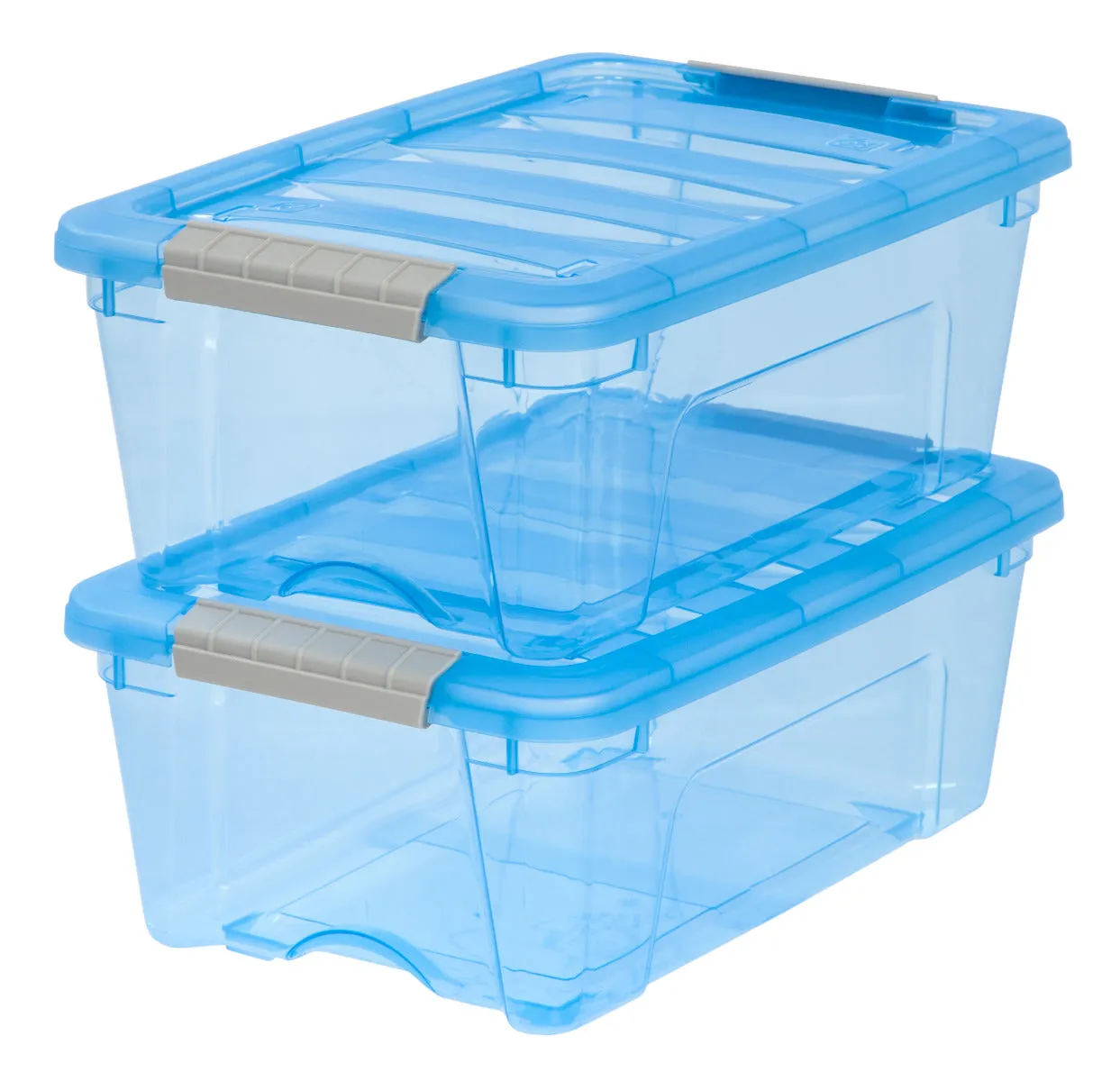 Stack & Pull™ Storage Box - 12 QT, 6 Pack, Trans Blue