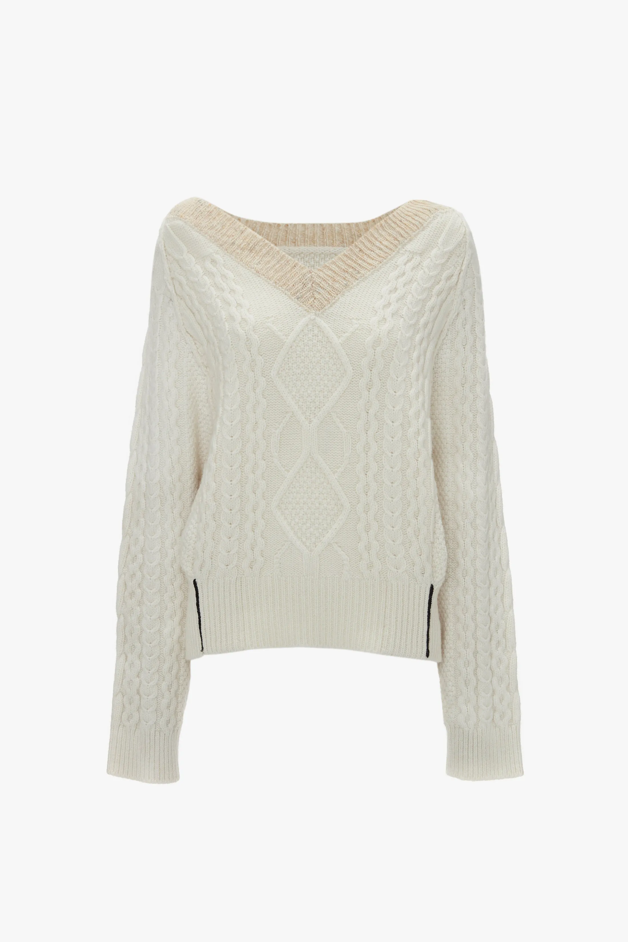 V-Neck Jumper In Natural