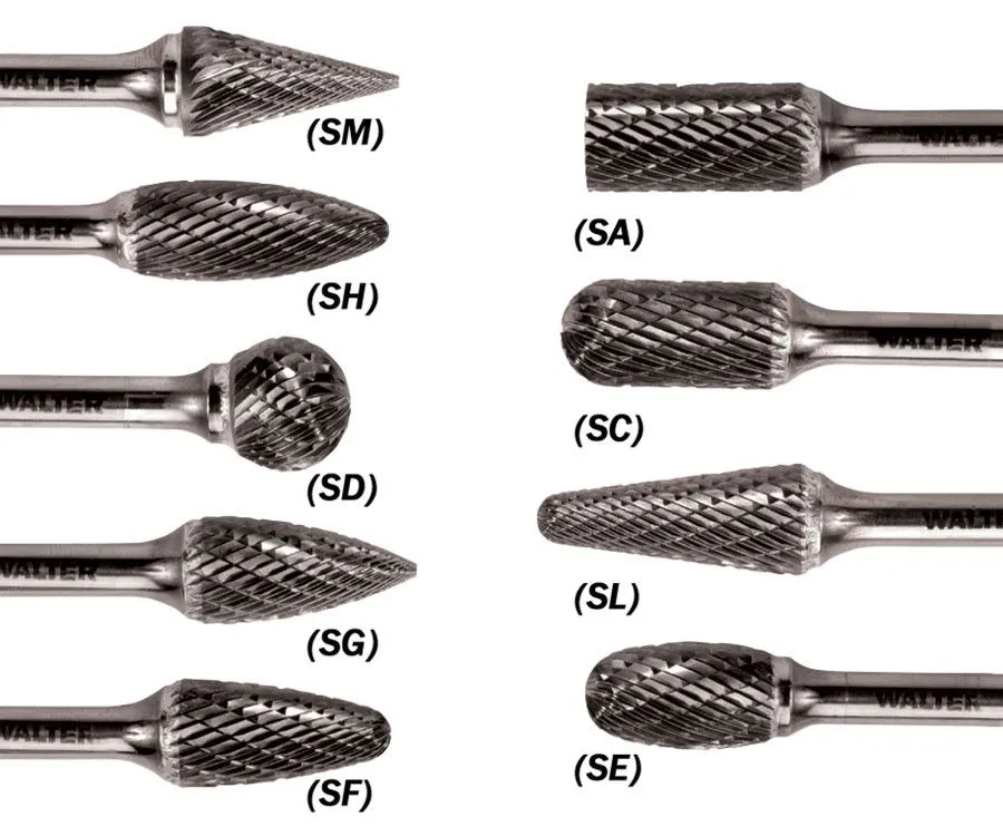 Walter 01V008 Tungsten Carbide Cylindrical Round Nose Burr, 1/4" Shank Dia., 1/2" Dia. x 1" Length, SC-5: Aluminum (1 Burr)