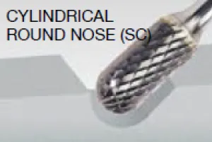 Walter 01V605 Tungsten Carbide Cylindrical Round Nose Burr, 1/4" Shank Dia. x 6" Shank Length, 1/4" Dia. x 5/8" Length, SC-1 (1 Burr)